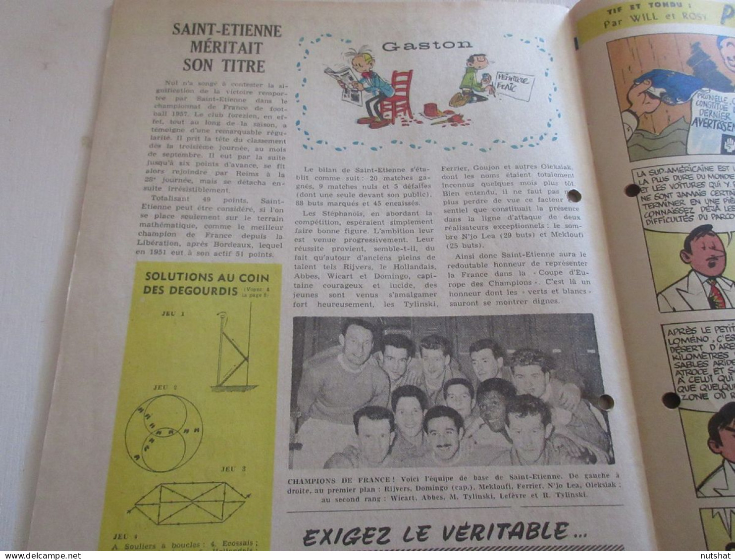 SPIROU 1001 P 20.06.1957 AUTO ABARTH 750 PININ FARINA FOOTBALL SAINT ETIENNE     - Spirou Magazine