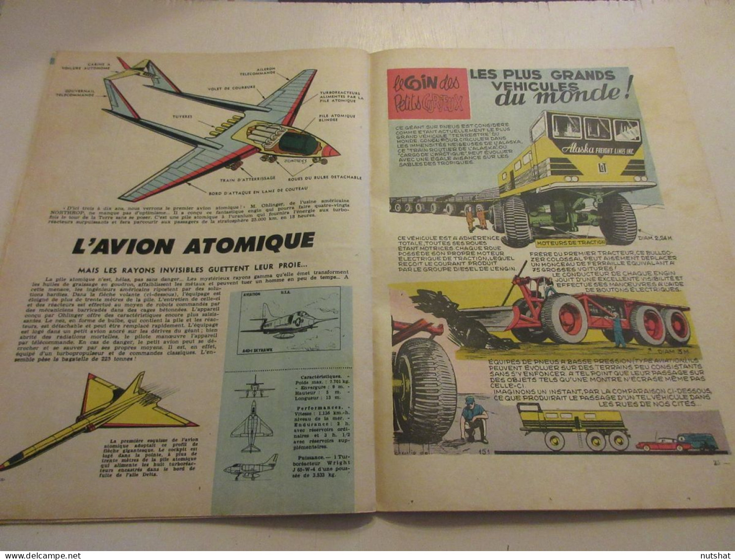 SPIROU 1002 27.06.1957 Les PLUS GRANDS VEHICULES Du MONDE L'AVION ATOMIQUE       - Spirou Magazine