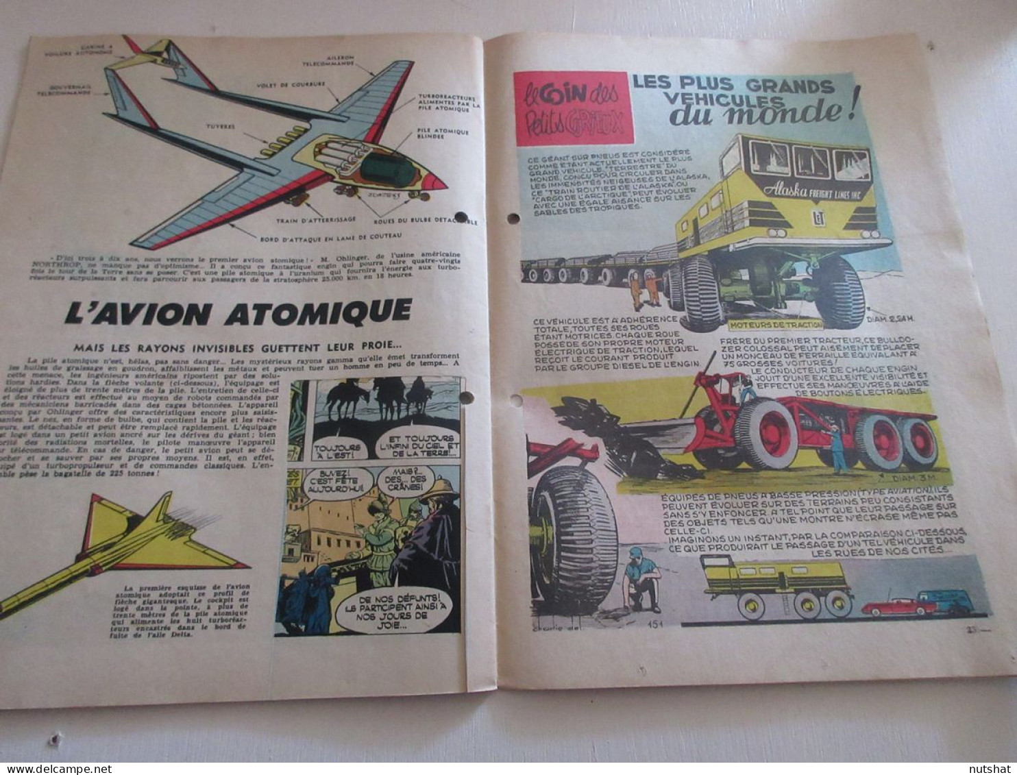 SPIROU 1002 P 27.06.1957 Les PLUS GRANDS VEHICULES Du MONDE L'AVION ATOMIQUE     - Spirou Magazine