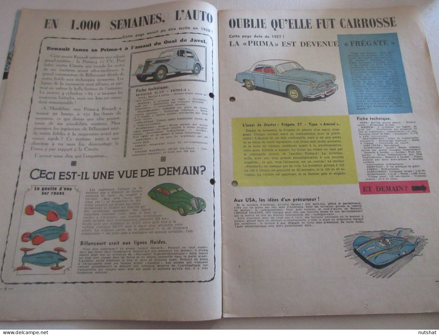 SPIROU 1000 P 13.06.1957 L'EVOLTION De L'AUTO DE 1938 A 1957 Les 1000 De MARSALA - Spirou Magazine