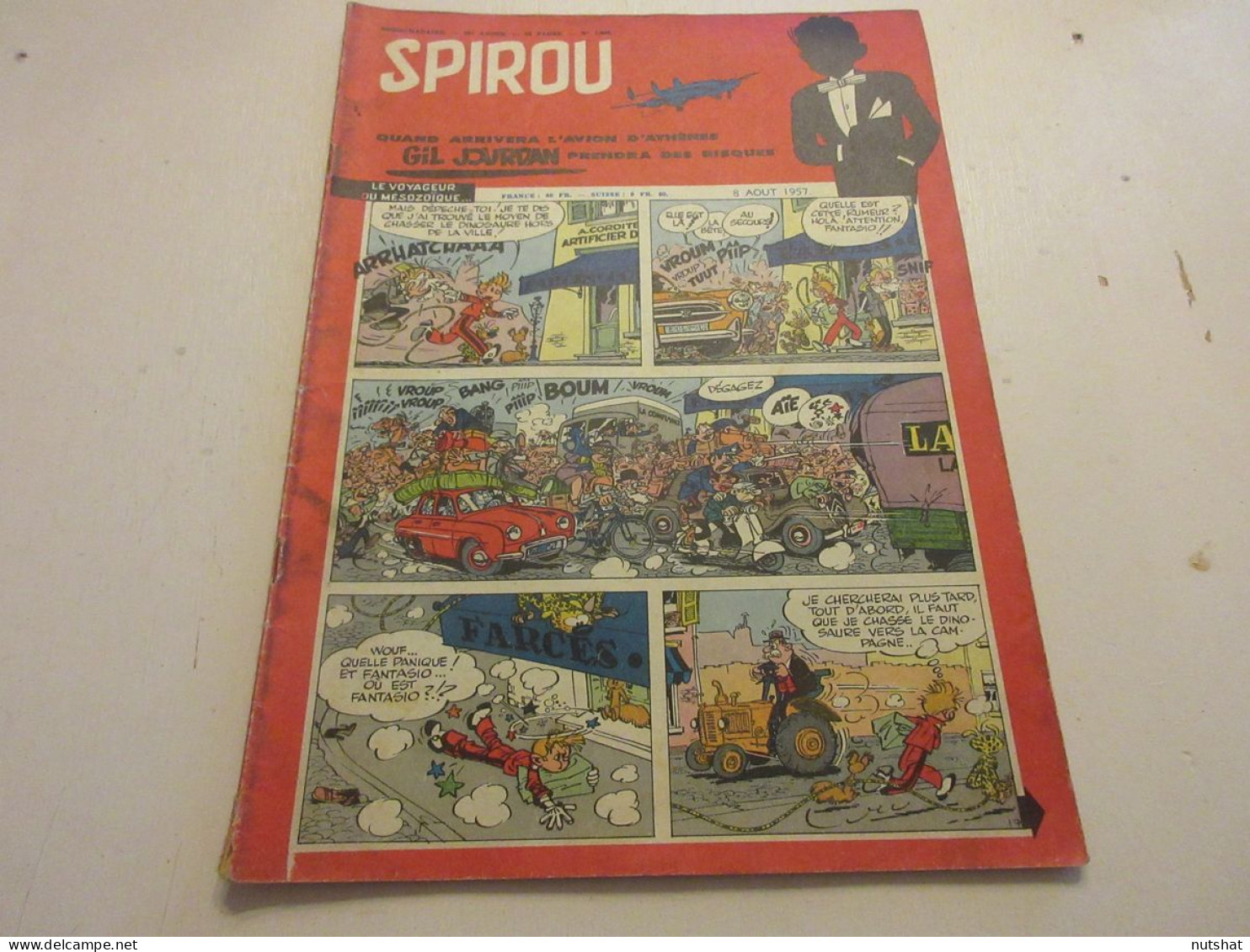 SPIROU 1008 08.08.1957 Le CHAR A VOILE Les AUTRUCHES L'AVION A PEDALES           - Spirou Magazine
