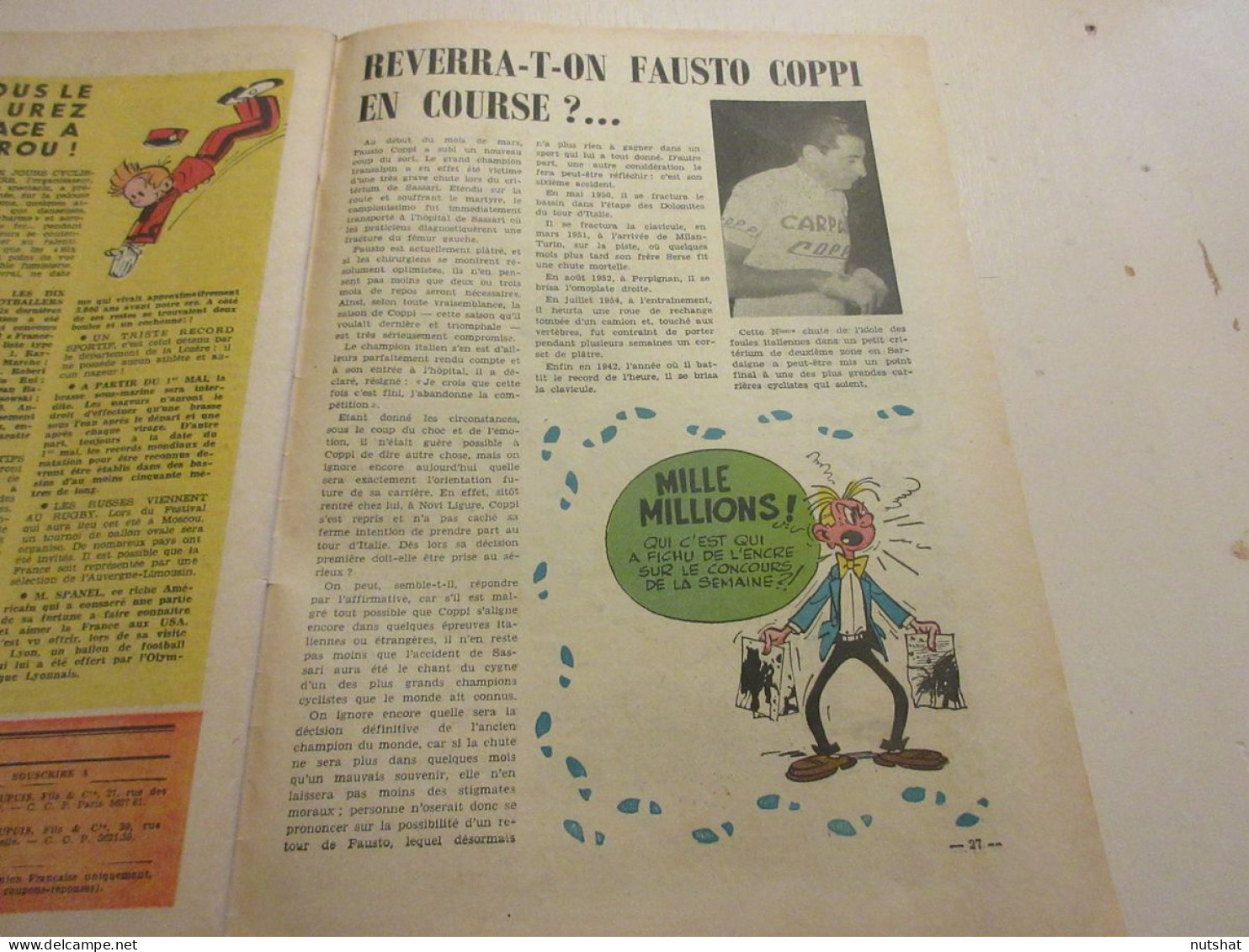 SPIROU 0991 11.04.1957 L'ESSOR Du RAIL BD La JEUNESSE D'ULENSPIEGEL Fausto COPPI - Spirou Magazine