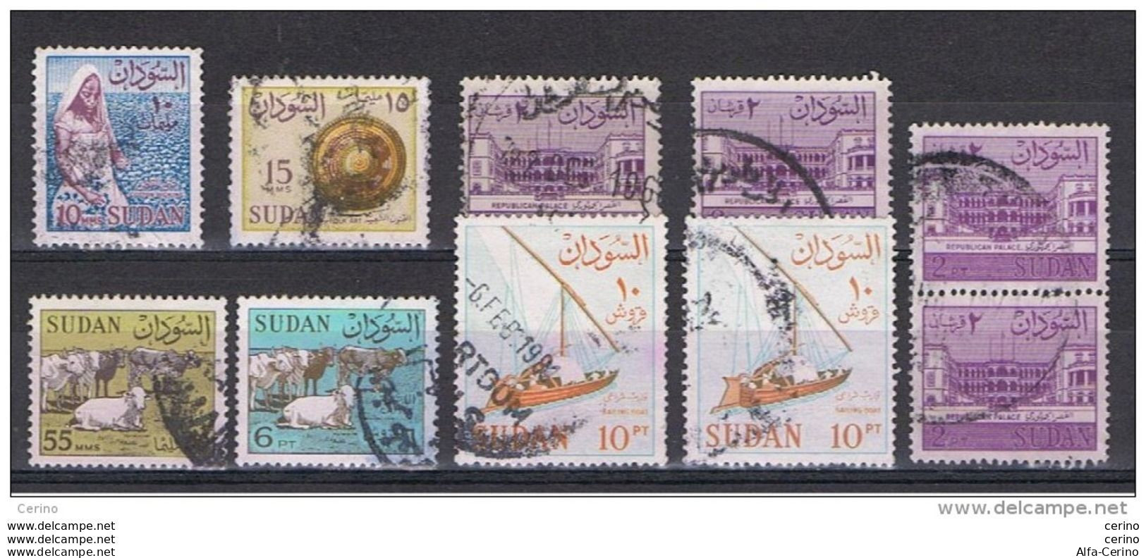 SUDAN:  1962  DEFINITIVA  -  INSIEME  10  VALORI  US. -  YV/TELL. 145//154 - Soudan (1954-...)