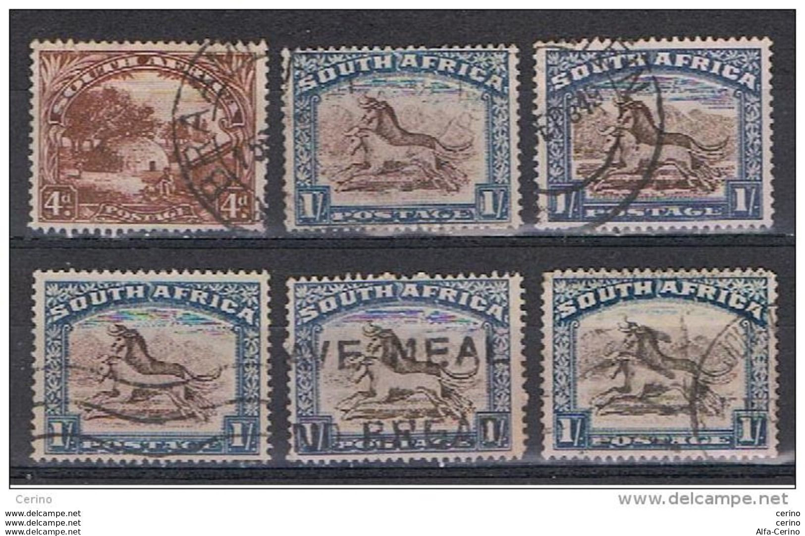 SOUTH   AFRICA:  1927/28  ORDINARY  SERIES  -  LOT  6  USED  STAMPS  -  YV/TELL. 26 + 27x5 - Gebraucht