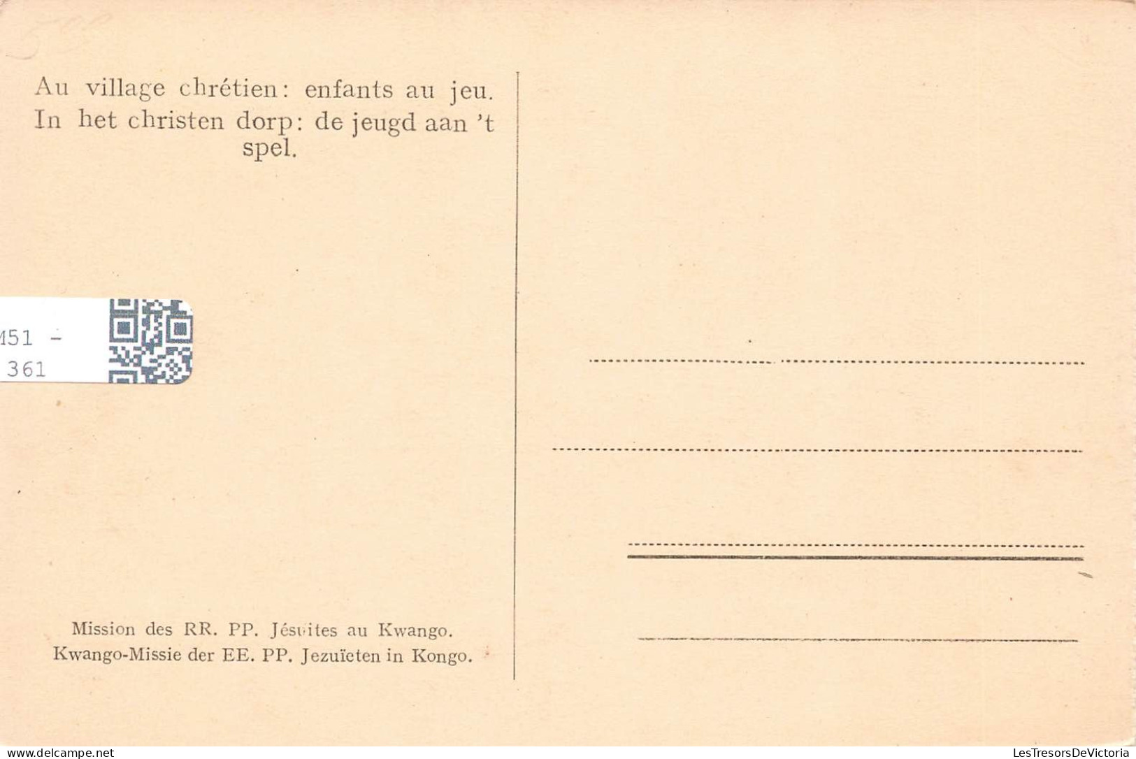 CONGO - Au Village Chrétien Enfants Au Jeu - Mission Des RR. PP. Jésuites Au Kwango - Animé - Carte Postale Ancienne - Congo Belge