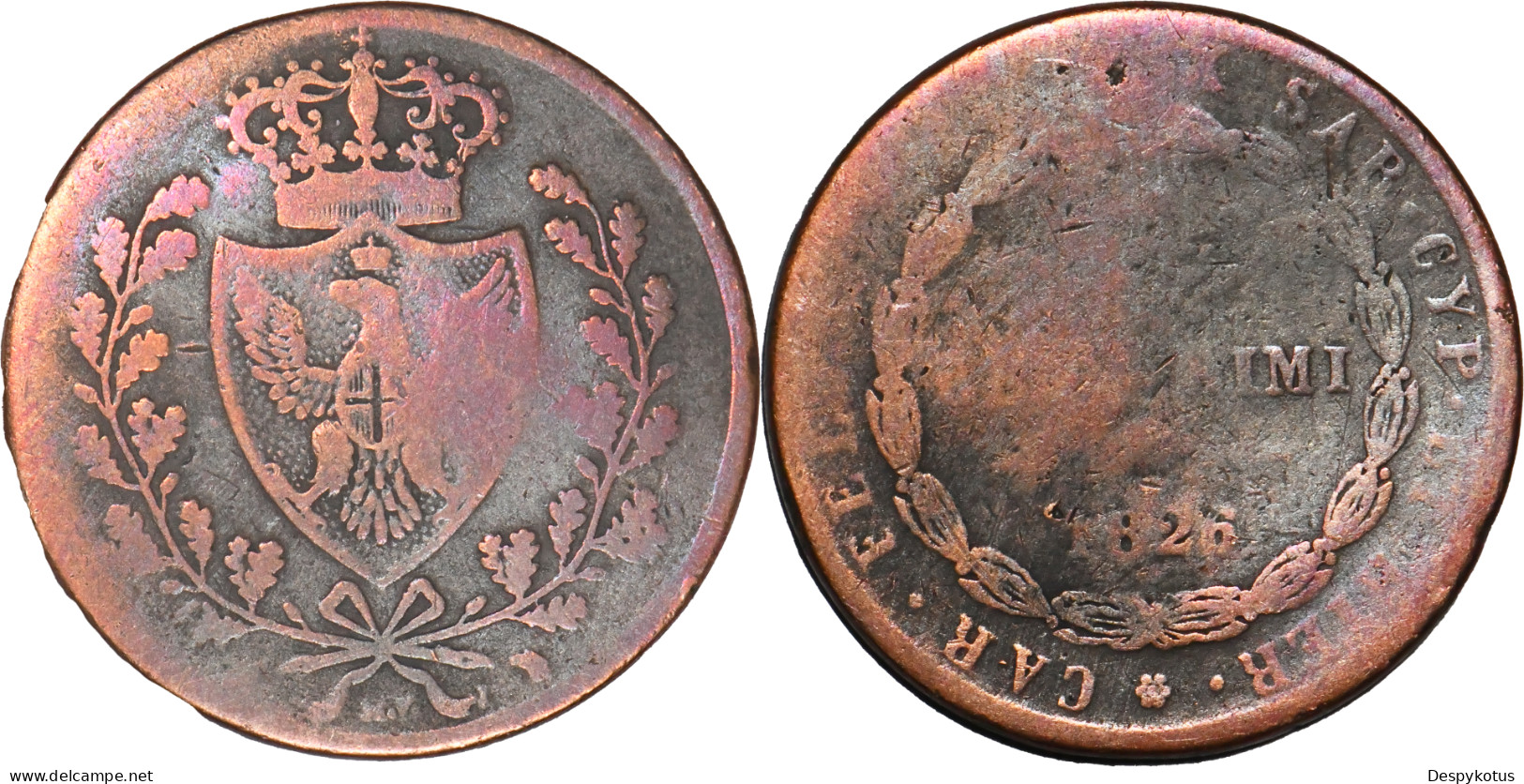 ITALIE - Sardaigne - 1826 - 5 Centesimi - Charles Félix - 19-031 - Piémont-Sardaigne-Savoie Italienne