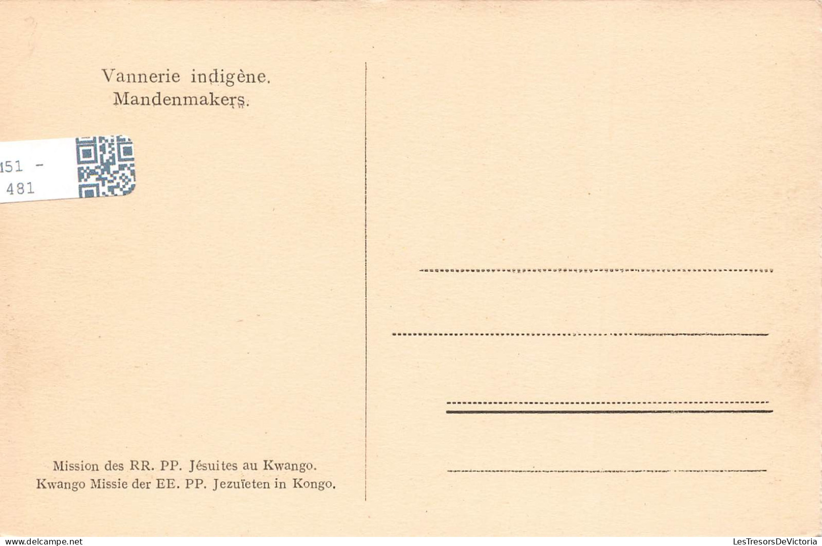 CONGO BELGE - Vannerie Indigène - Animé - Carte Postale Ancienne - Belgisch-Kongo