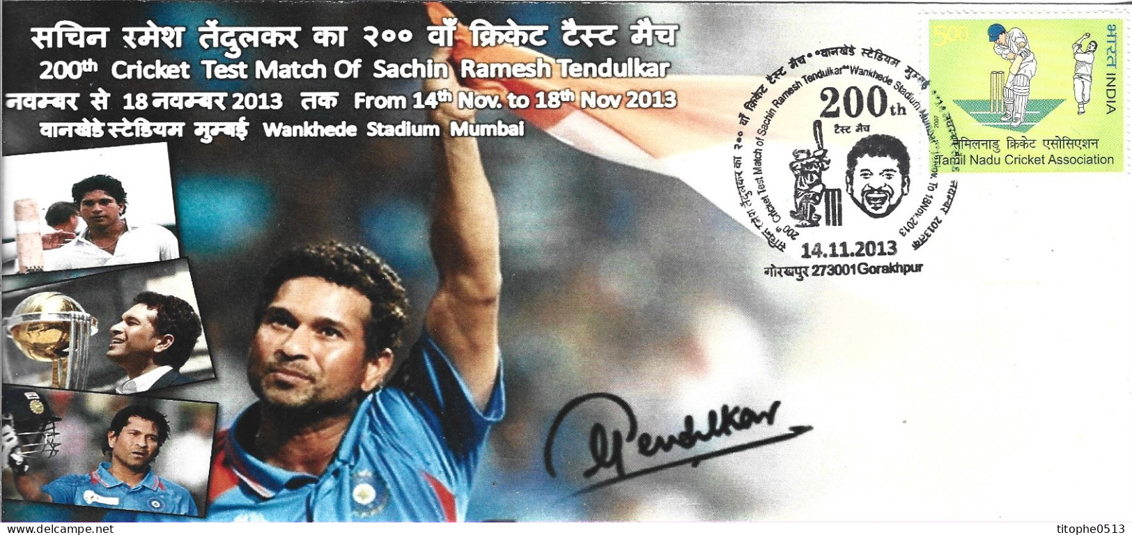 INDE. Superbe Enveloppe Commémorative De 2013. Sachin Ramesh Tendulkar. - Cricket