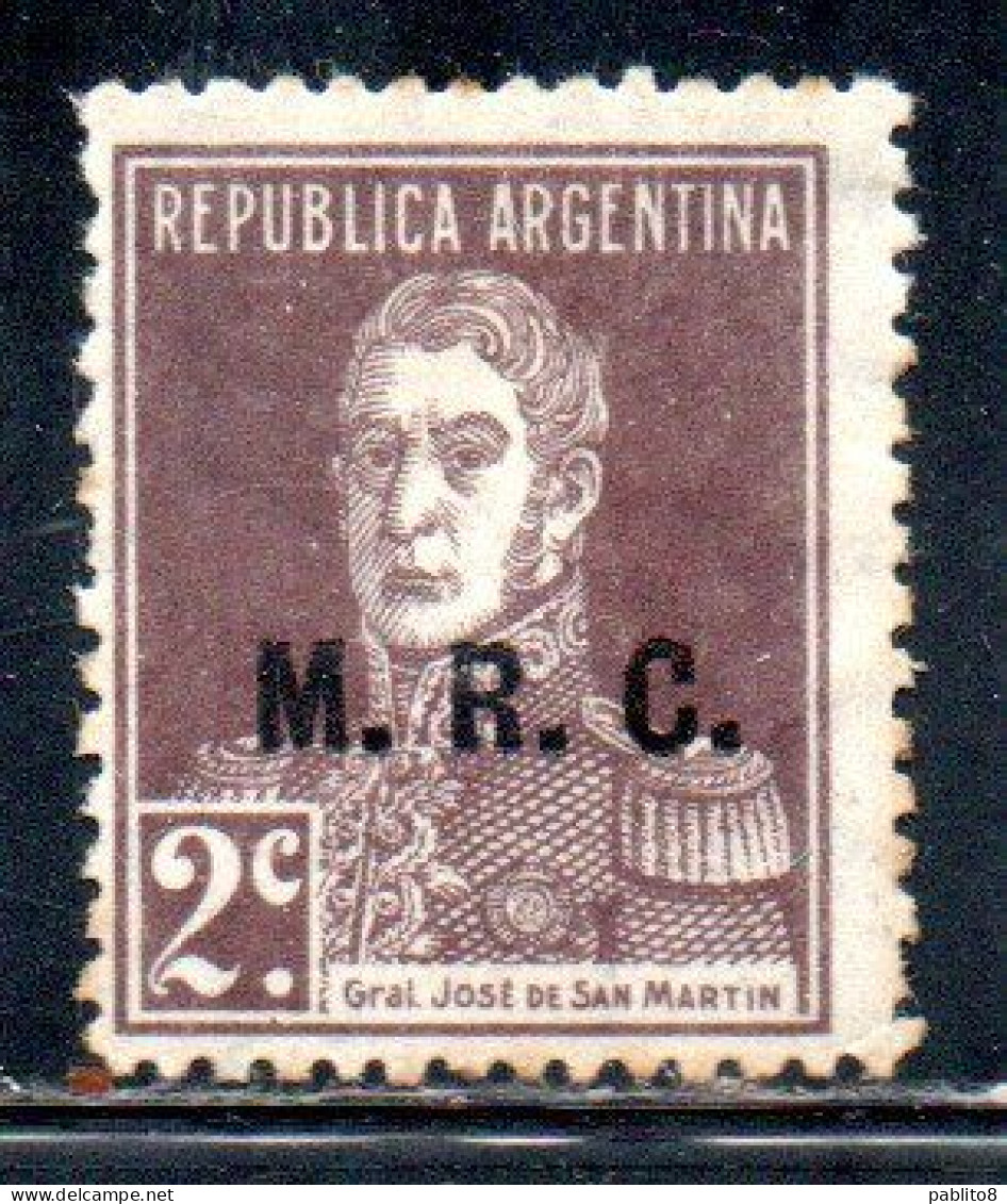 ARGENTINA 1923 1931 OFFICIAL DEPARTMENT STAMP OVERPRINTED M.R.C. MINISTRY OF FOREIGN AFFAIRS AND RELIGION MRC 2c MH - Dienstzegels