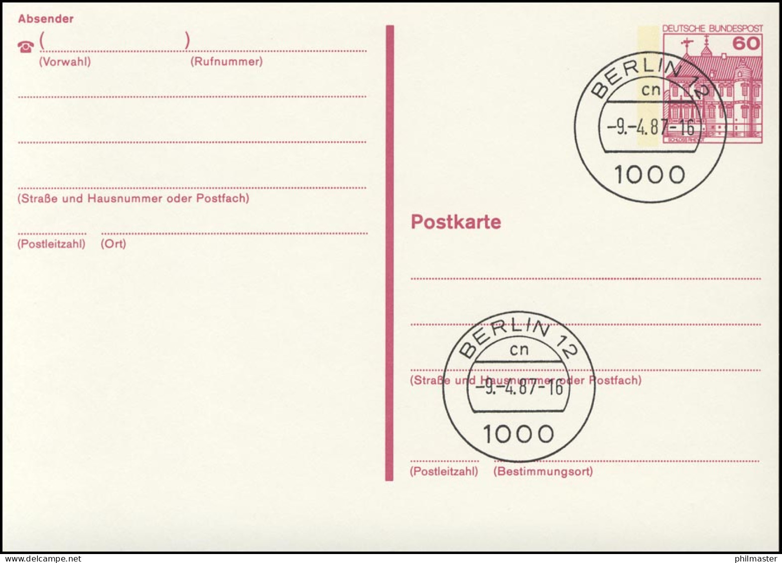 P 135 II BuS 60 Pf Letterset VS-O Berlin 12 - Postcards - Mint