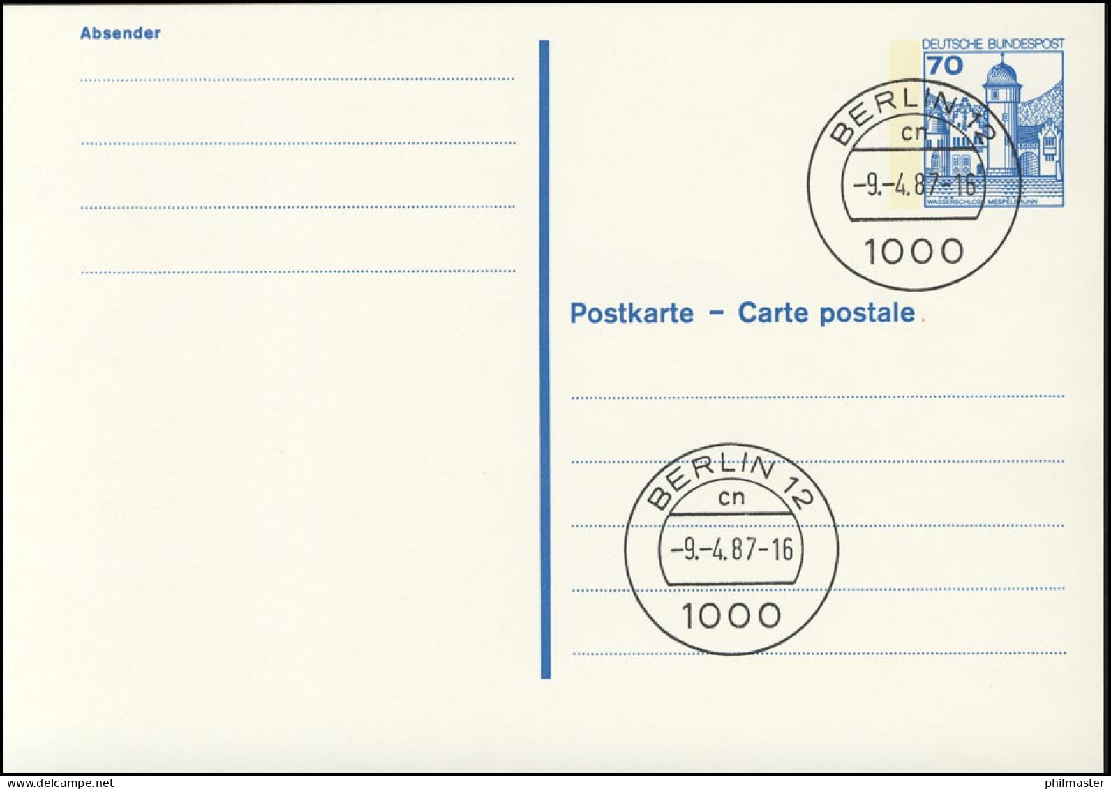 P 136 II BuS 70 Pf Letterset VS-O Berlin 12 - Postcards - Mint