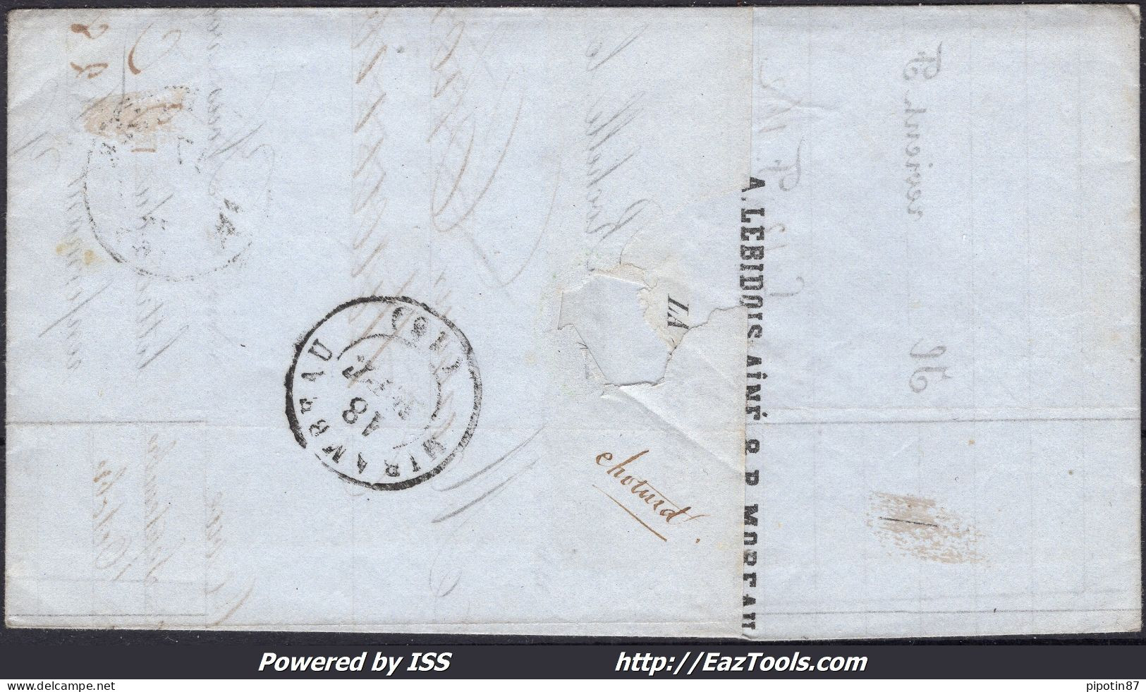 FRANCE PRESIDENCE N° 10 SUR LETTRE AVEC PC 2706 LA ROCHELLE + CAD DU 17/09/1853 - 1852 Louis-Napoléon