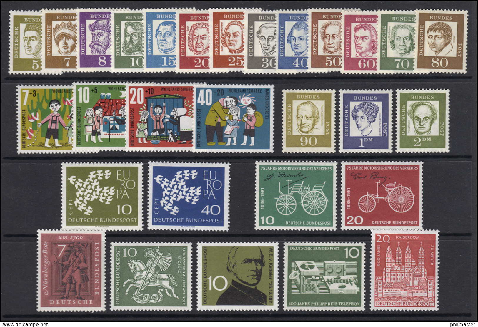346-374 Bund-Jahrgang 1961 Komplett, Postfrisch ** - Annual Collections