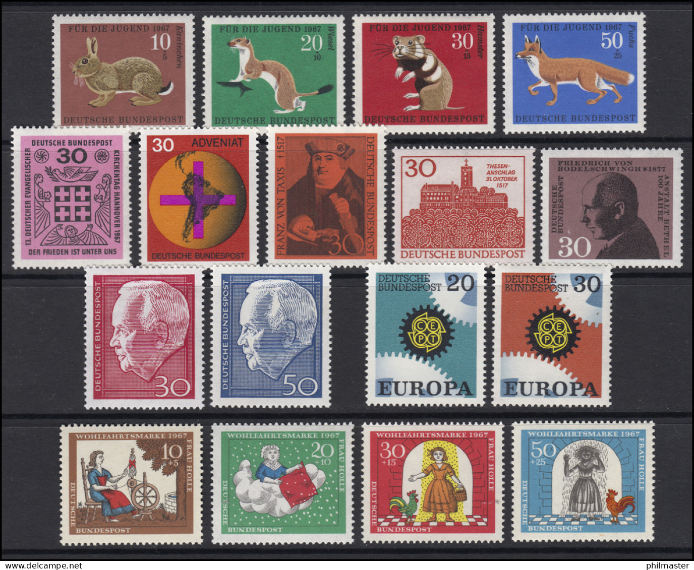 529-545 Bund-Jahrgang 1967 Komplett, Postfrisch ** - Collections Annuelles