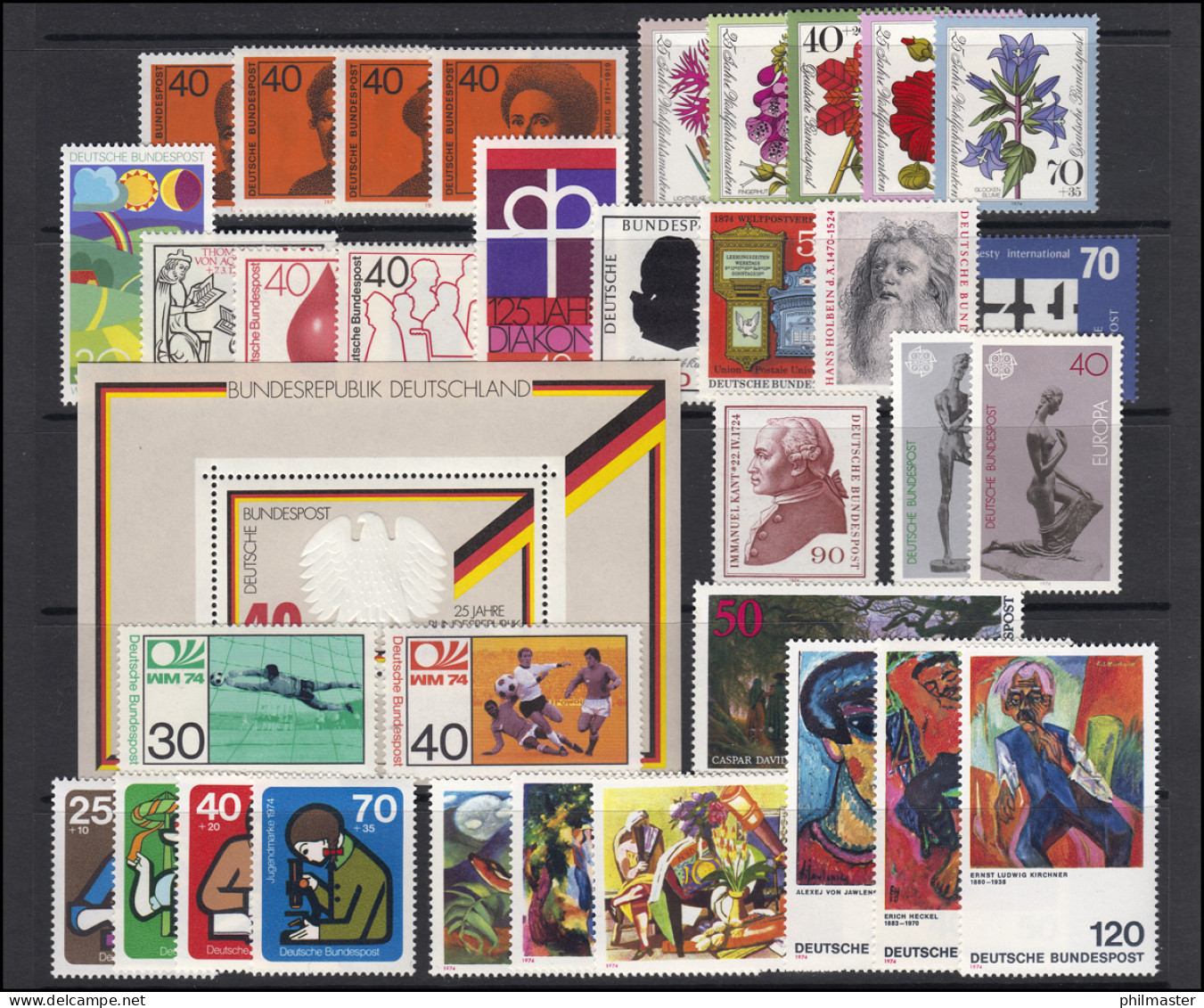 791-825 Bund-Jahrgang 1974 Komplett, Postfrisch ** - Colecciones Anuales