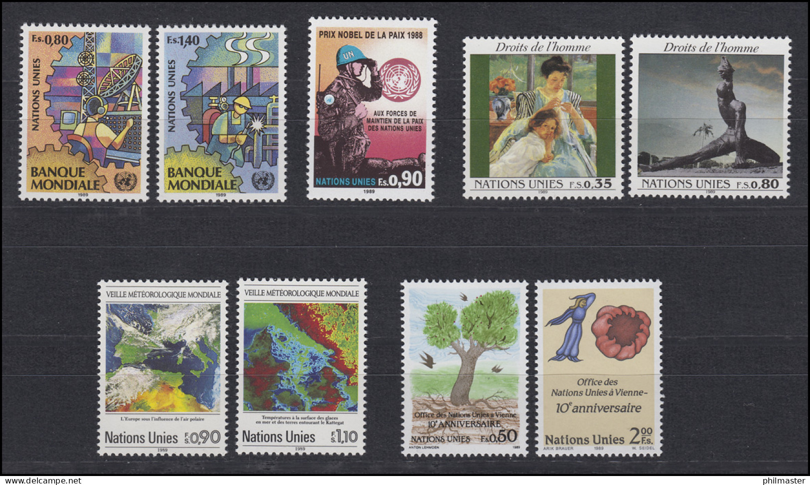 173-181 UNO Genf Jahrgang 1989 Komplett, Postfrisch ** - Other & Unclassified