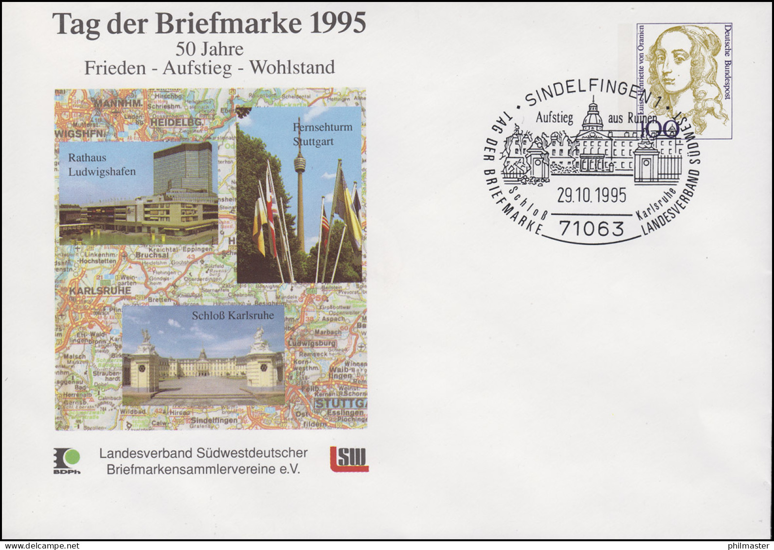 PU 350 Frauen 100 Pf Tag Der Briefmarke LV Südwest, SSt Sindelfingen 20.10.1995 - Private Covers - Mint