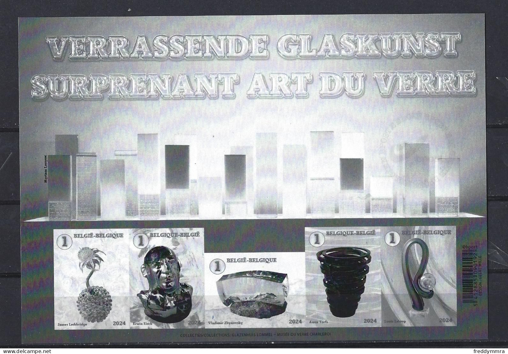 Belgique: BFN&B 2024 **Arts  Du Verre - Schwarz-weiß Kleinbögen [ZN & GC]