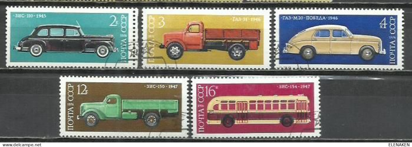 8207A-SERIE COMPLETA RUSIA UNION SOVIETICA AUTOMOVILES 1976 Nº 4251/4255 - Used Stamps