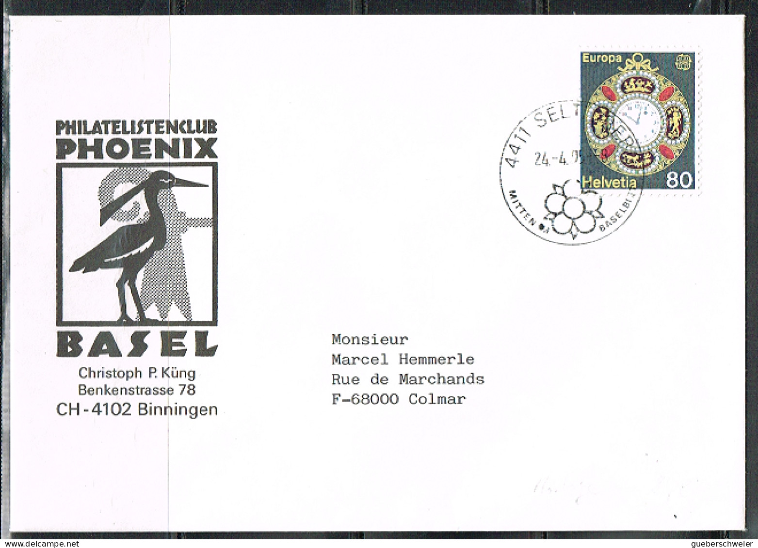 HOR L 7 - SUISSE N° 1004 Europa Horloge Sur Lettre - Brieven En Documenten