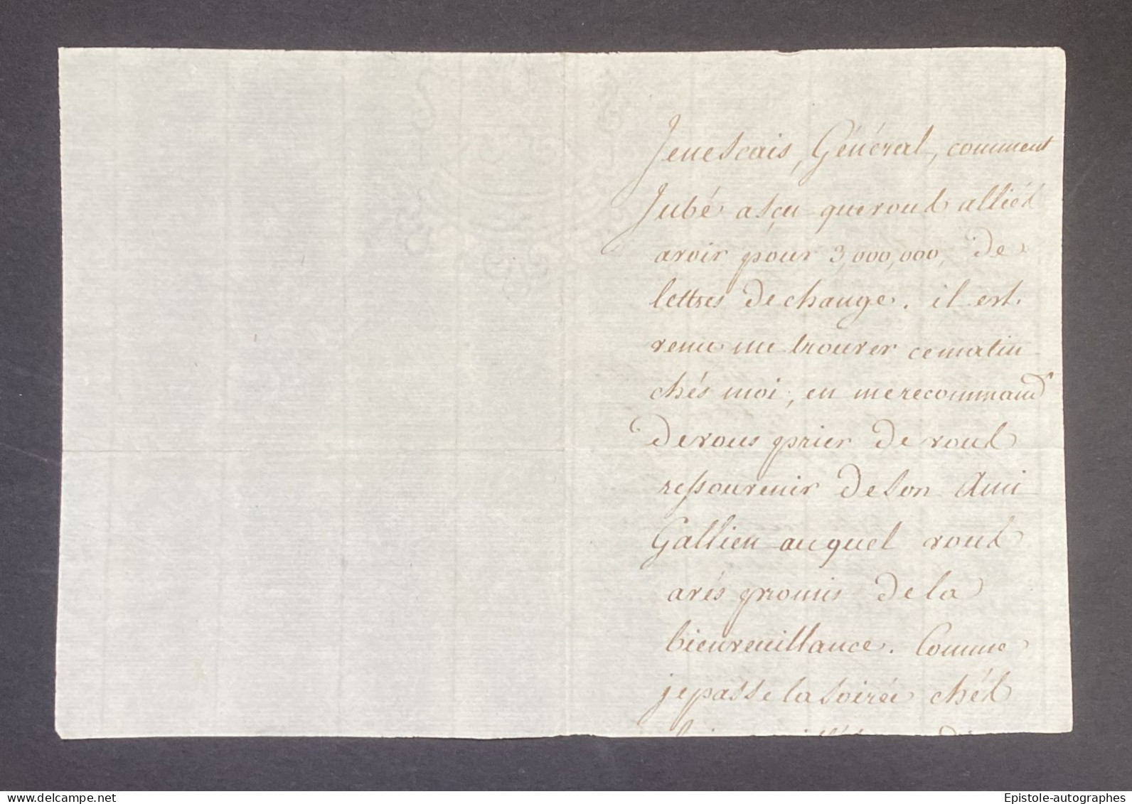 Amiral BRUIX  - Lettre Autographe Signée – Expédition Directoire - Historical Figures