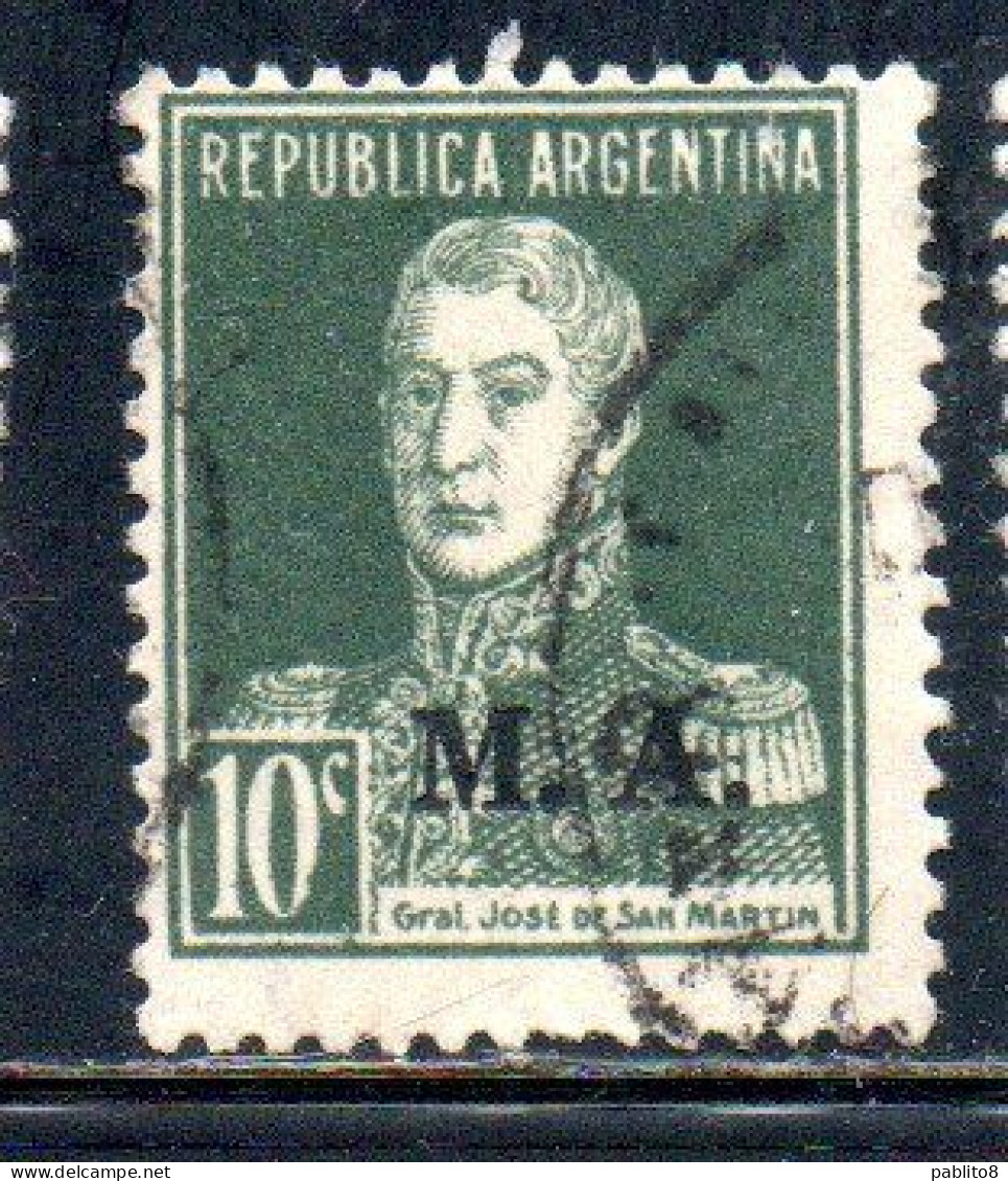 ARGENTINA 1923 1931 OFFICIAL DEPARTMENT STAMP OVERPRINTED M.A. MINISTRY OF AGRICULTURE MA 10c USED USADO - Oficiales
