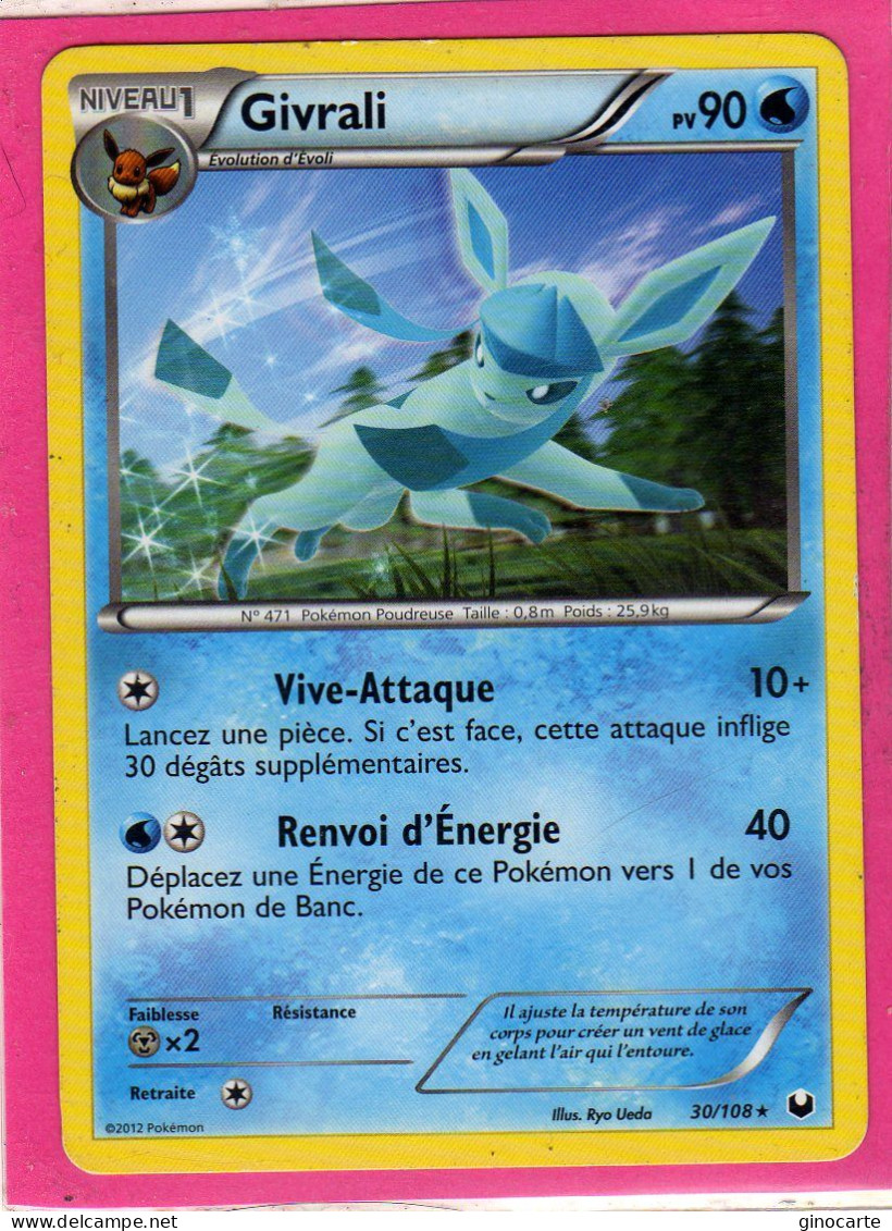 Carte Pokemon Francaise 2012 Noir Et Blanc Explorateurs Obscurs 30/108 Givrali 90pv Bonetat - Noir & Blanc