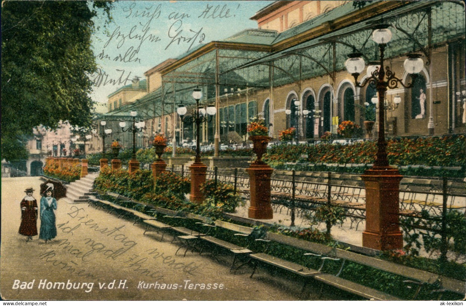 Ansichtskarte Bad Homburg Vor Der Höhe Kurhaus-Terasse 1908 - Bad Homburg