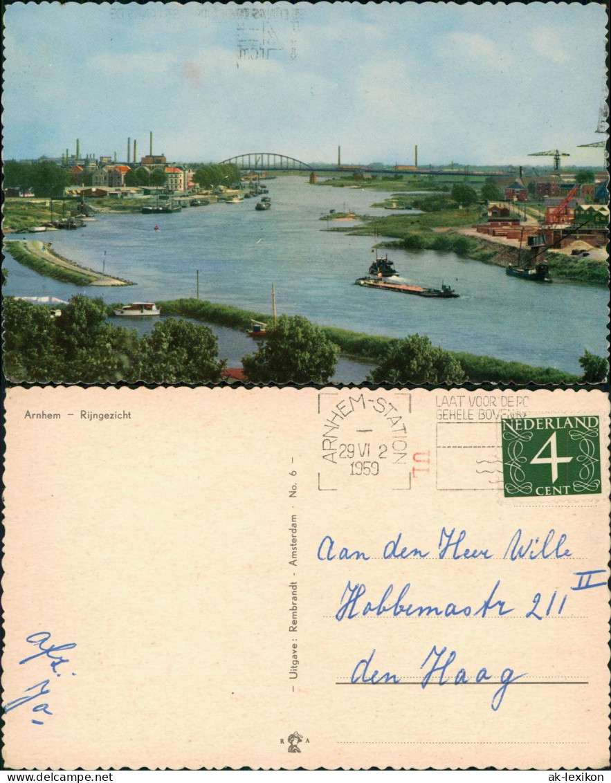 Postkaart Arnheim Arnhem Panorama-Ansicht Arnhem Rijngezicht 1959 - Arnhem