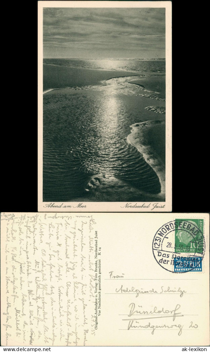 Ansichtskarte Juist Panorama-Ansicht Stimmungsbild Abend Am Meer 1955 - Juist