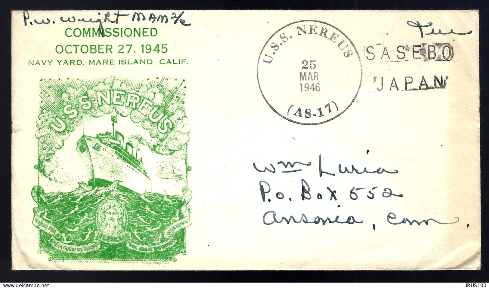 LETTRE DES U.S.A 1946 - US NEREUS - SASEBO JAPAN -  - Cartas & Documentos