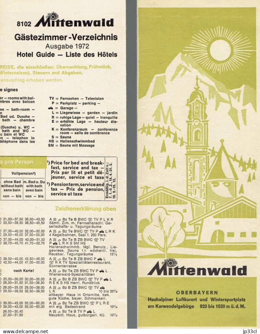 Dokumente über Mittenwald (Oberbayern) Im Jahr 1972 - Reiseprospekte