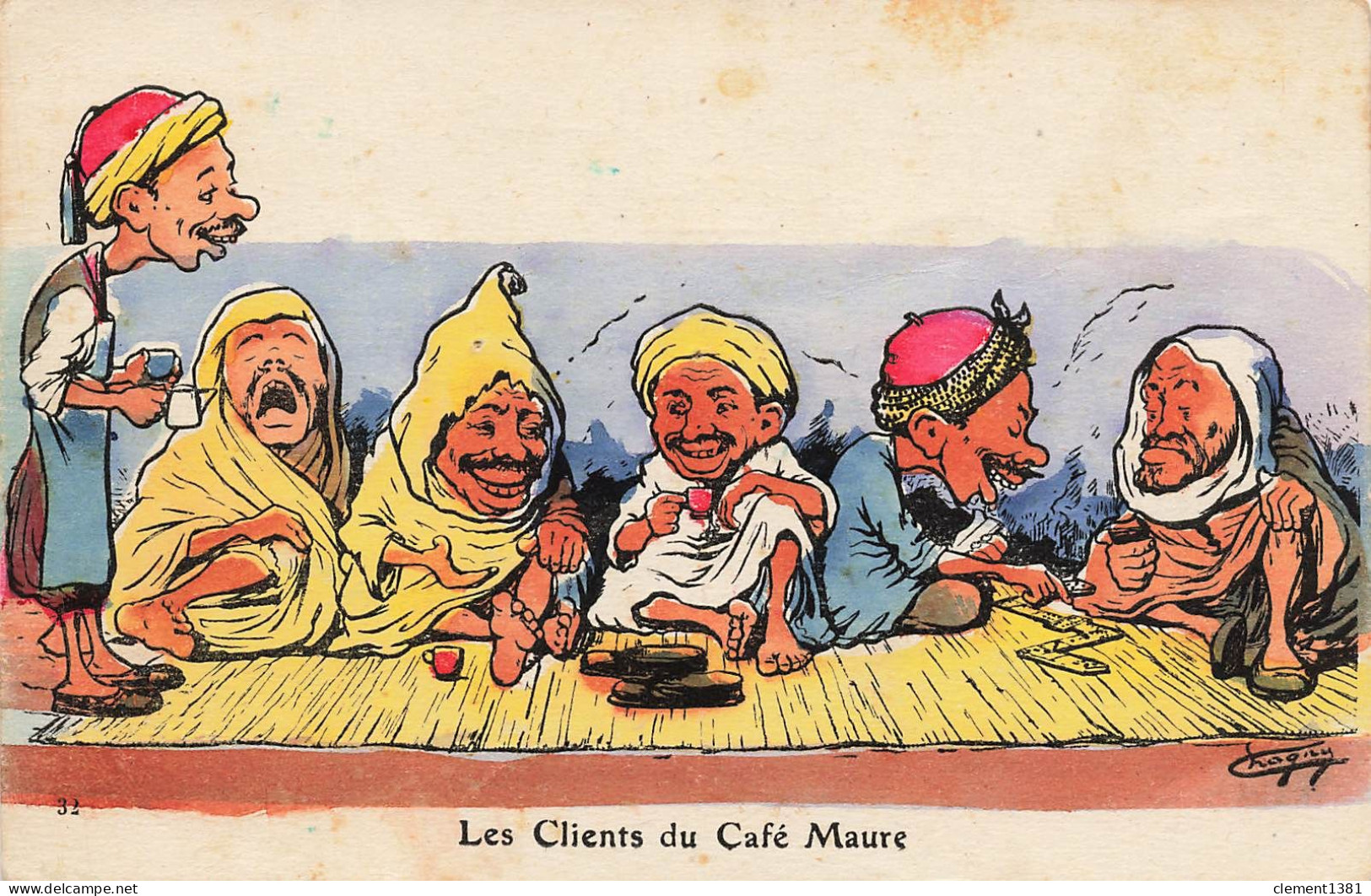 Illustrateur Illustration CHAGNY Les Clients Du Cafe Maure Afrique - Chagny