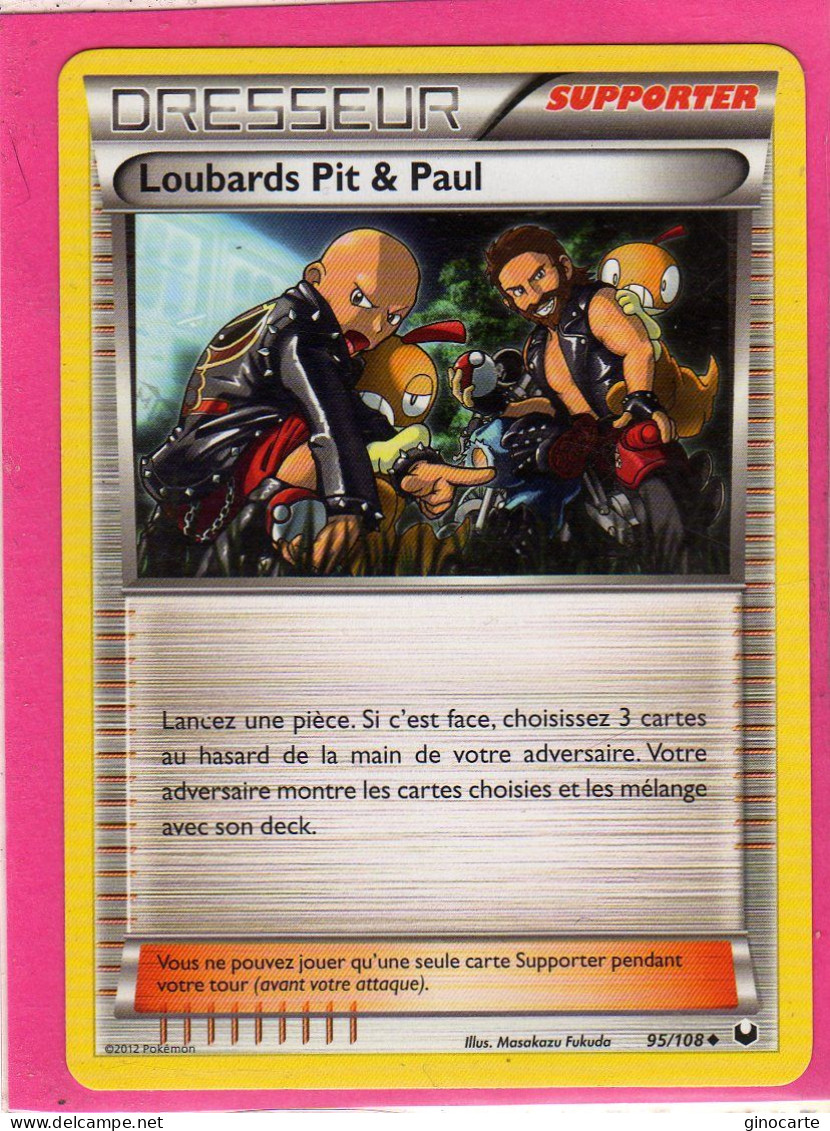 Carte Pokemon Francaise 2012 Noir Et Blanc Explorateurs Obscurs 95/108 Loubards Pit Paul Neuve - Noir & Blanc