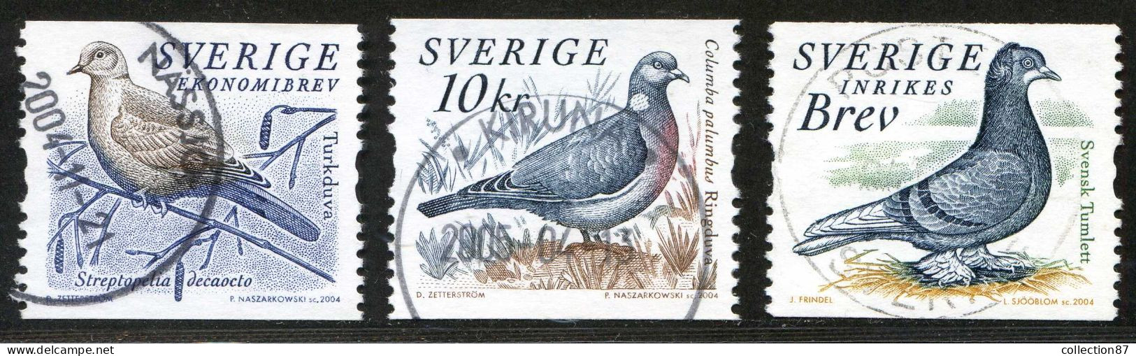 Réf 77 < SUEDE Année 2004 < Yvert N° 2394 à 2396 Ø Used < SWEDEN - Pigeons Et Colombe - Pigeon Ramier Palombe - Oblitérés