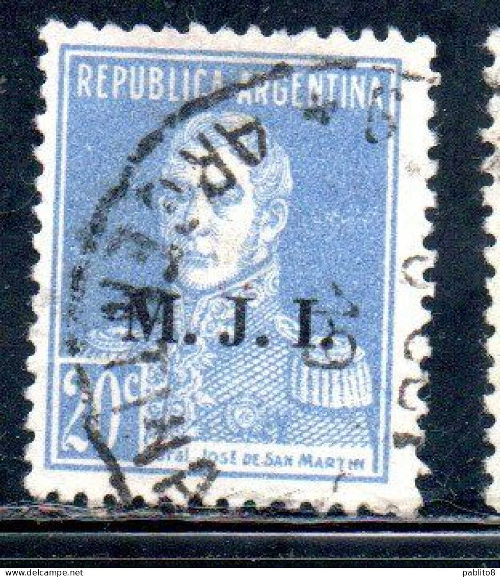 ARGENTINA 1923 1931 OFFICIAL DEPARTMENT STAMP OVERPRINTED M.J-I. MINISTRY OF JUSTICE AND INSTRUCTION MJI 20c USED USADO - Dienstzegels