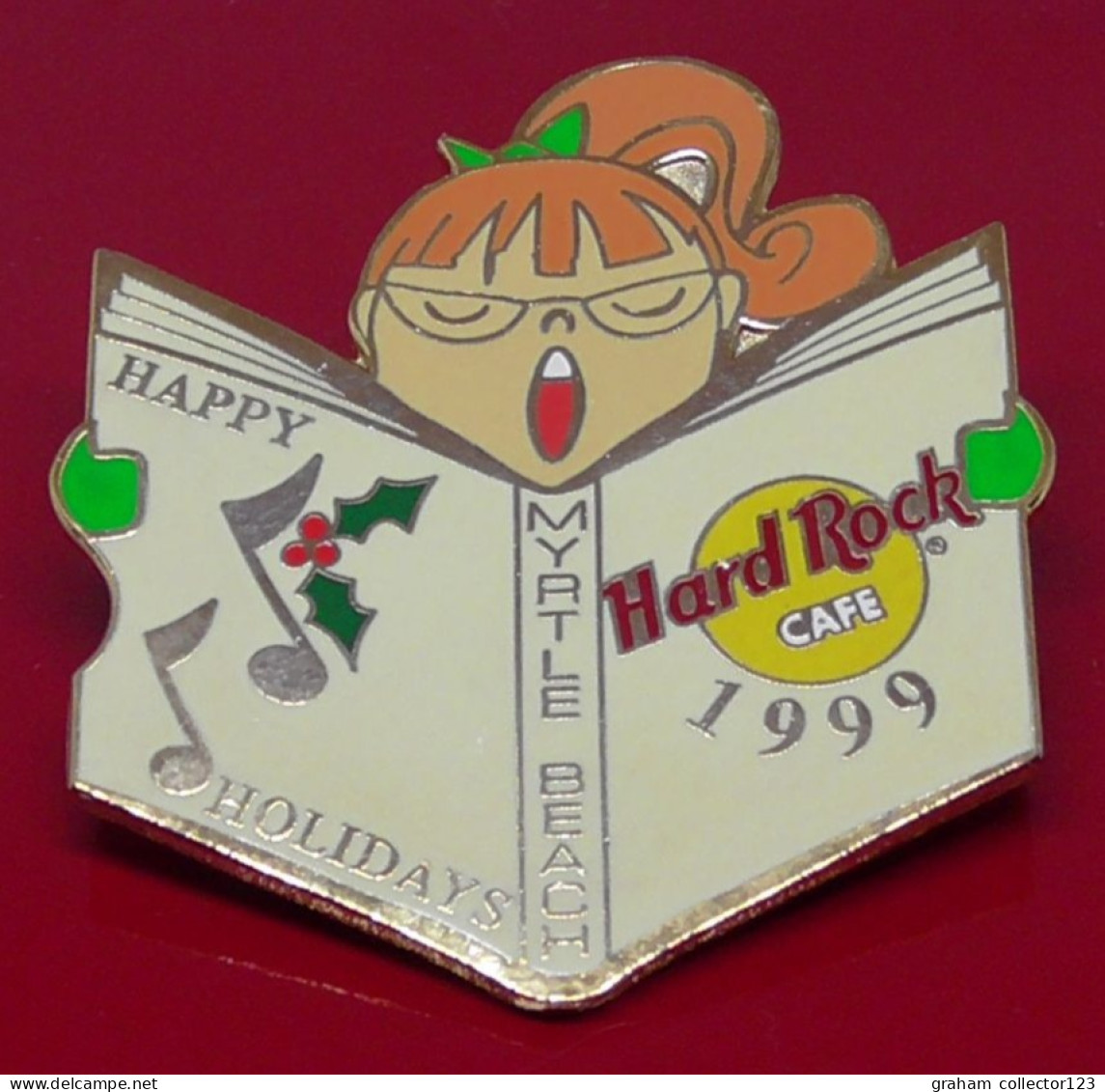 Hard Rock Cafe Enamel Pin Badge Myrtle Beach USA Caroler Carol Singer 1999 Festive Christmas Happy Holidays - Music