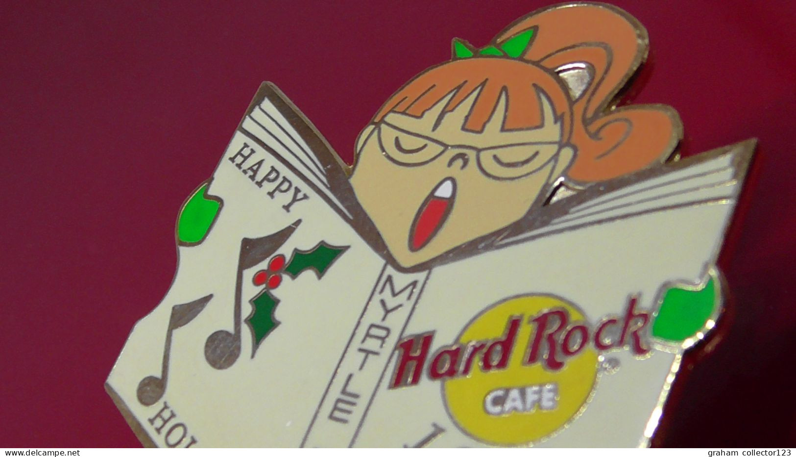 Hard Rock Cafe Enamel Pin Badge Myrtle Beach USA Caroler Carol Singer 1999 Festive Christmas Happy Holidays