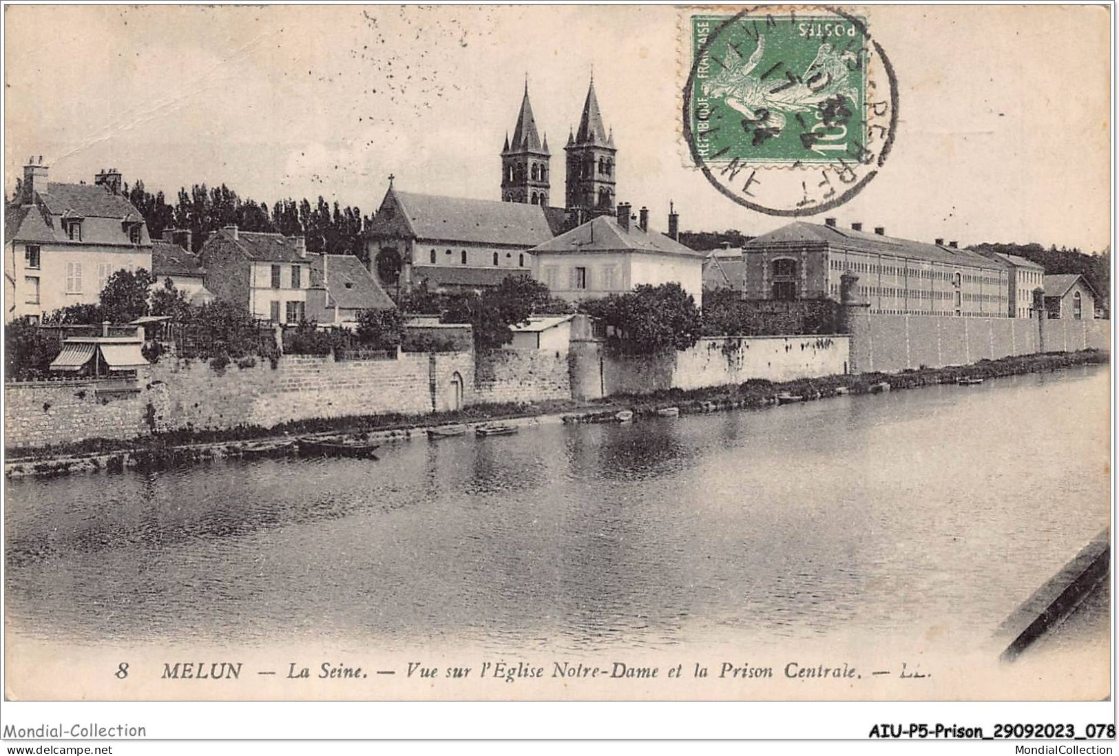 AIUP5-0445 - PRISON - Melun - La Seine - Vue Sur L'église Notre-dame Et Prison Centrale - Bagne & Bagnards