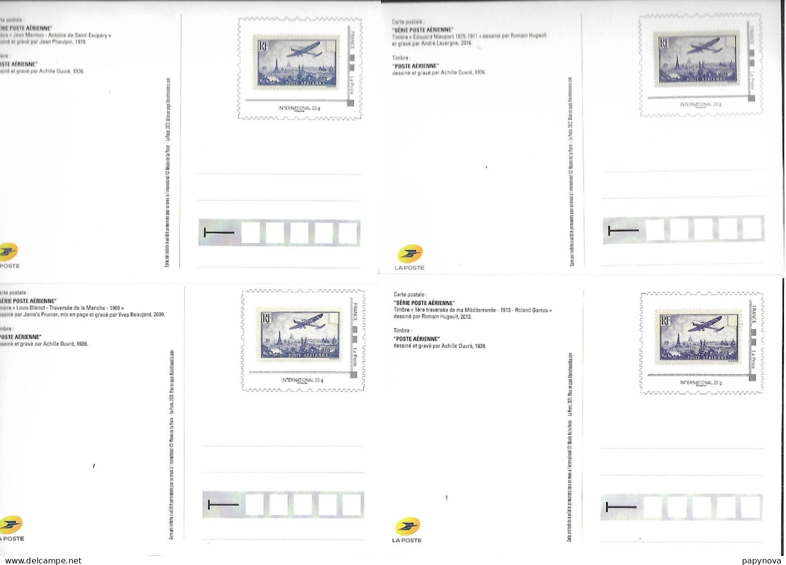 2023 PAP 4XC P OFFERTE PAR PHIL@POSTE A SES ABONNES CHAQUE TRIMESTRE  ( THEME "LES AVIATEURS") - PAP: TSC Und Halboffizielle Aufdrucke