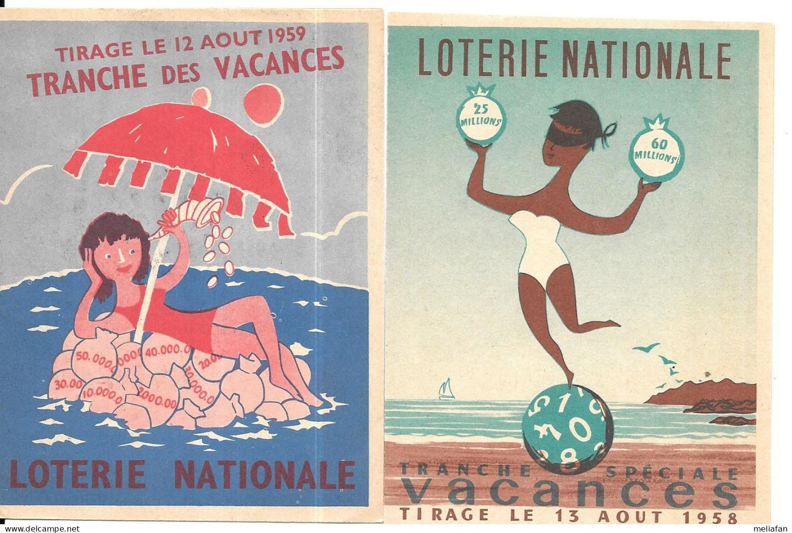 KB1882 - DEPLIANTS LOTERIE NATIONALE - TRANCHE DES VACANCES 1956 1958 1959 1960 1964 - Lottery Tickets