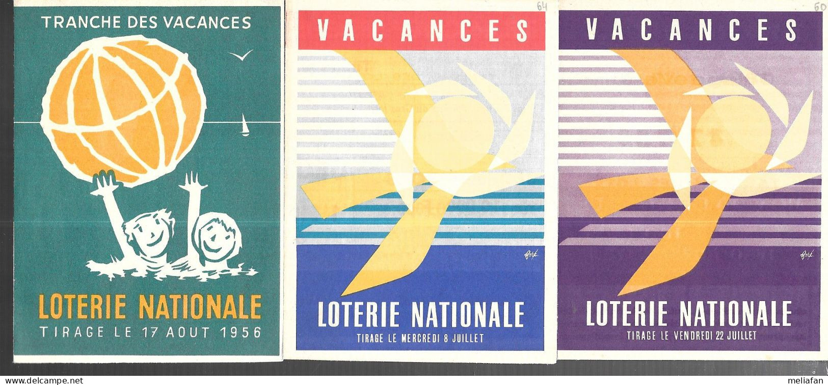 KB1882 - DEPLIANTS LOTERIE NATIONALE - TRANCHE DES VACANCES 1956 1958 1959 1960 1964 - Lottery Tickets