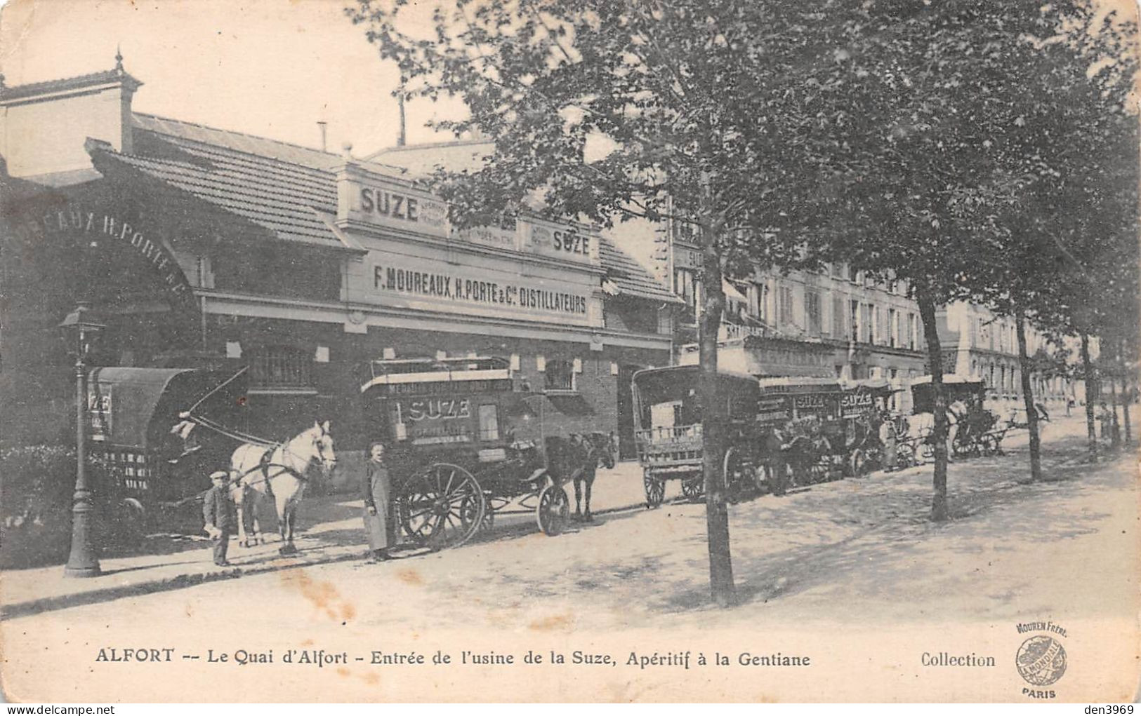 Le Quai D'ALFORT (Val-de-Marne) - Entrée De L'usine De La Suze - Distillerie F. Moureaux-H. Porte - Attelages De Chevaux - Maisons Alfort