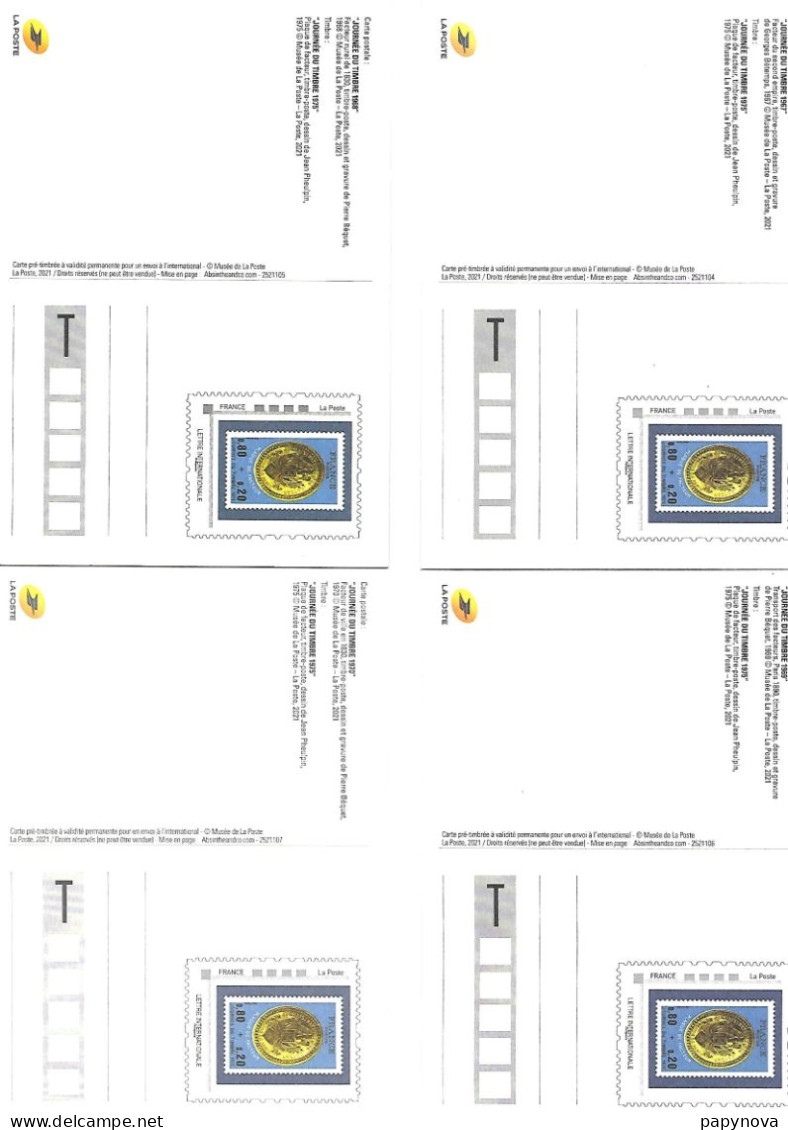 2021 PAP 4XC P OFFERTE PAR PHIL@POSTE A SES ABONNES CHAQUE TRIMESTRE  ( THEME "LES JOURNEES DU TIMBRE" ) - Prêts-à-poster:Stamped On Demand & Semi-official Overprinting (1995-...)
