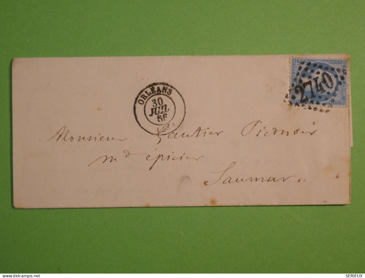 DM 11  FRANCE  BELLE  LETTRE   1866 ORLEANS A SAUMUR + N°22     +AFF. INTERESSANT +++ - 1849-1876: Classic Period