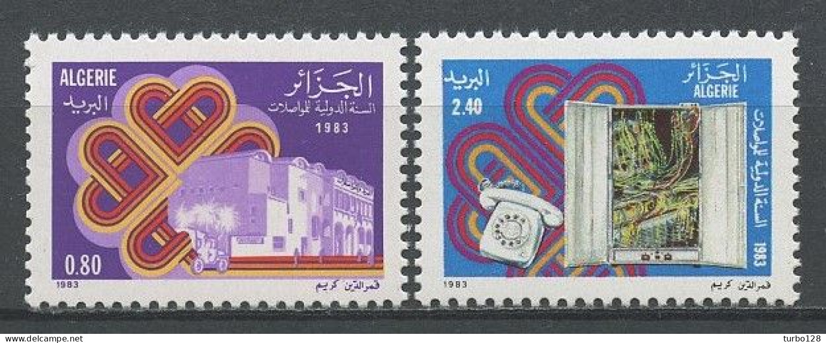 ALGERIE 1983 N° 792/793 ** Neufs MNH Superbes C 2.50 € Année Mondiale Des Communications Edifice Téléphone - Algeria (1962-...)