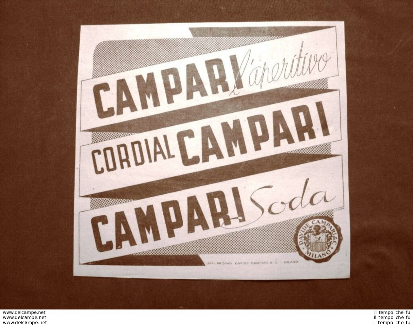 Pubblicità D'epoca Del 1940 Aperitivo Cordial E Campari Soda Di Davide C. Milano - Other & Unclassified