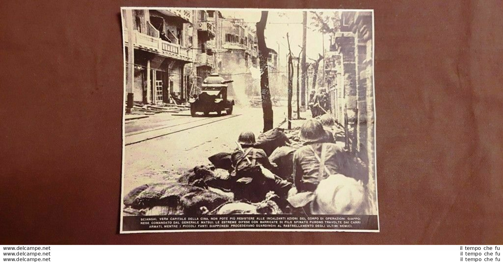 Shanghai Nel 1937 Generale Matsui Barricate Travolte Da Carri Armati Cina WW2 - Other & Unclassified