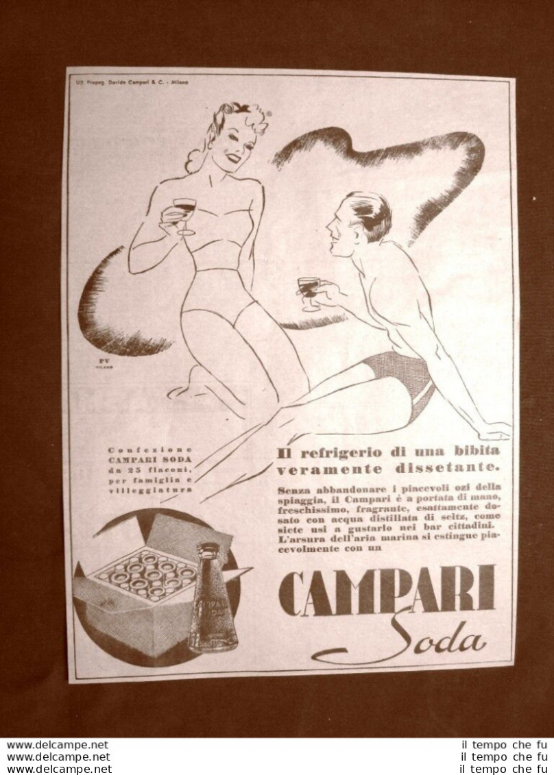 Pubblicità Del 1945 Campari Soda Refrigerio Di Una Bibita Veramente Dissetante - Otros & Sin Clasificación