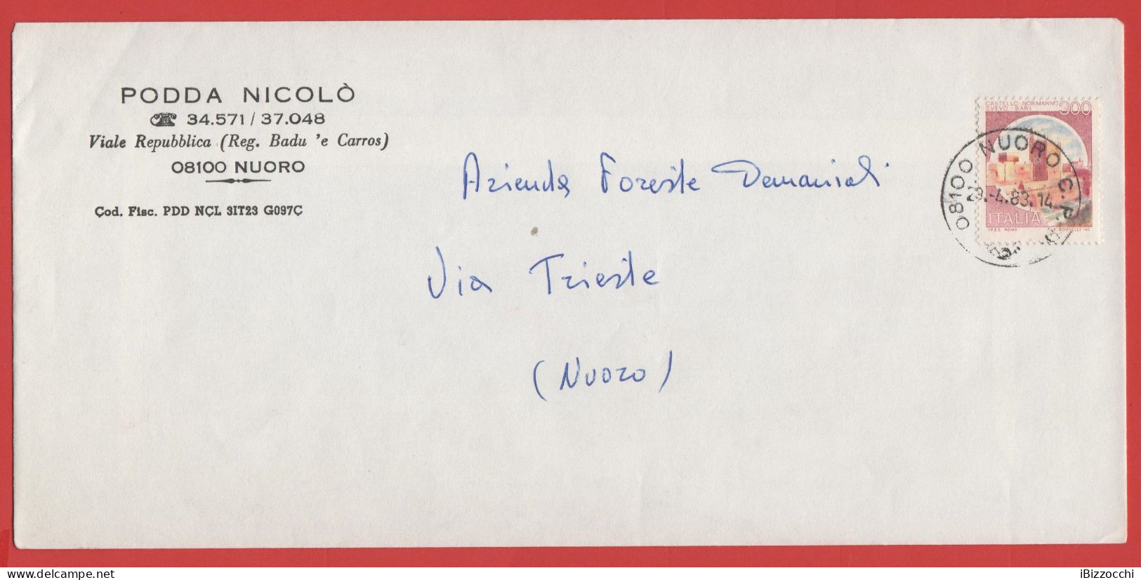 ITALIA - Storia Postale Repubblica - 1983 - 300 Serie Di Castelli; Castello Normanno Svevo, Bari (Isolato) - Viaggiata - 1981-90: Storia Postale